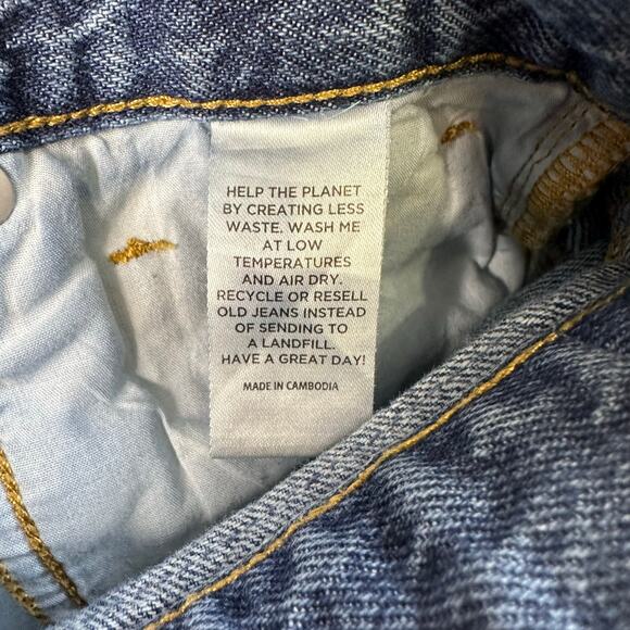 Pac-Sun Jean Shorts High Rise Relaxed WMN 26 Med Wash Distressed Raw Hem Denim - Picture 8 of 16